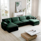 6-Piece Corduroy U-Shaped Modular Sectional Sofa with 2 Ottomans, Memory Foam, Removable Armrests, Modern Retro Style