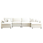 6-Piece Corduroy U-Shaped Modular Sectional Sofa with 2 Ottomans, Memory Foam, Removable Armrests, Modern Retro Style