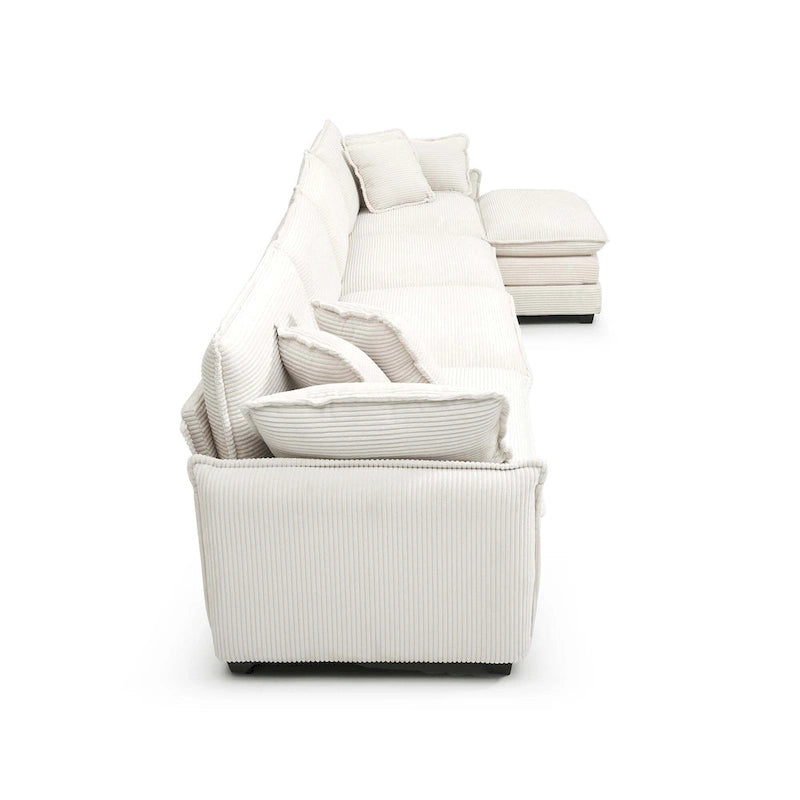 6-Piece Corduroy U-Shaped Modular Sectional Sofa with 2 Ottomans, Memory Foam, Removable Armrests, Modern Retro Style