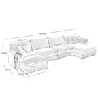 6-Piece Corduroy U-Shaped Modular Sectional Sofa with 2 Ottomans, Memory Foam, Removable Armrests, Modern Retro Style