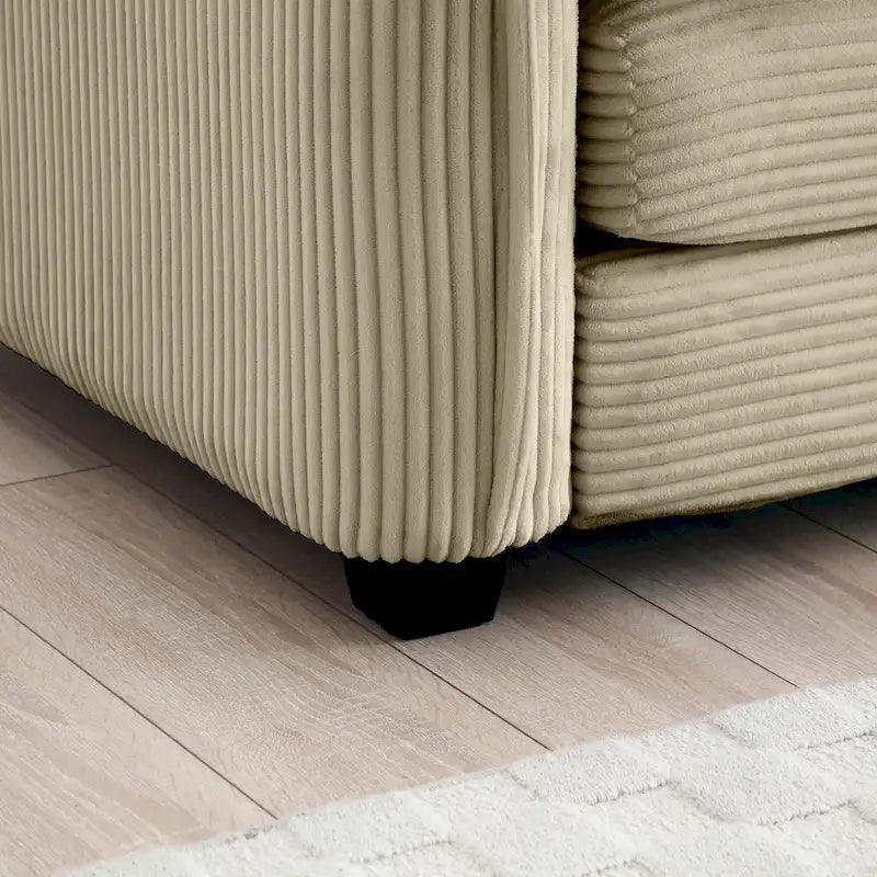 6-Piece Corduroy U-Shaped Modular Sectional Sofa with 2 Ottomans, Memory Foam, Removable Armrests, Modern Retro Style