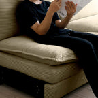 6-Piece Corduroy U-Shaped Modular Sectional Sofa with 2 Ottomans, Memory Foam, Removable Armrests, Modern Retro Style