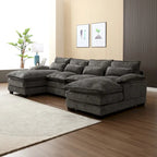 Large Modular U-Shape Sectional Sofa, 110.6"L x 56.7"D, Chenille, 500 LBS Capacity, Removable Cushions, Gray