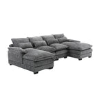 Large Modular U-Shape Sectional Sofa, 110.6"L x 56.7"D, Chenille, 500 LBS Capacity, Removable Cushions, Gray
