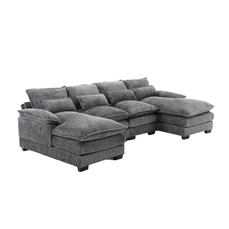 Large Modular U-Shape Sectional Sofa, 110.6"L x 56.7"D, Chenille, 500 LBS Capacity, Removable Cushions, Gray