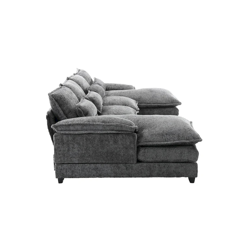 Large Modular U-Shape Sectional Sofa, 110.6"L x 56.7"D, Chenille, 500 LBS Capacity, Removable Cushions, Gray