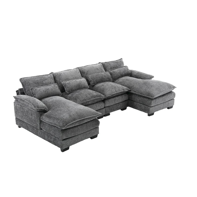 Large Modular U-Shape Sectional Sofa, 110.6"L x 56.7"D, Chenille, 500 LBS Capacity, Removable Cushions, Gray