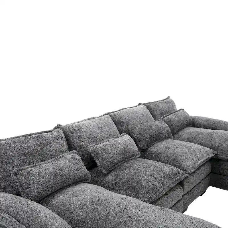 Large Modular U-Shape Sectional Sofa, 110.6"L x 56.7"D, Chenille, 500 LBS Capacity, Removable Cushions, Gray