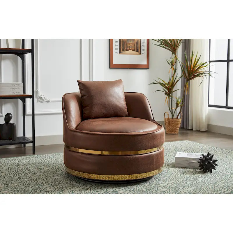 360° Swivel Barrel Accent Chair - Soft Velvet Upholstery - Stainless Steel Base - Plywood Frame - 5-Min Assembly - Living Room Bedroom Office