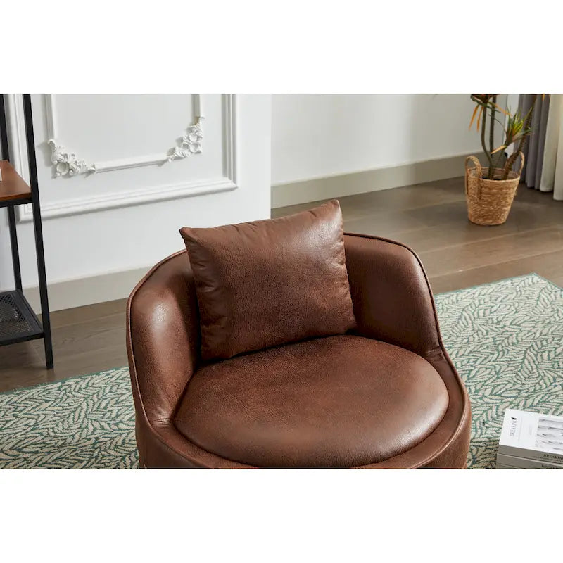 360° Swivel Barrel Accent Chair - Soft Velvet Upholstery - Stainless Steel Base - Plywood Frame - 5-Min Assembly - Living Room Bedroom Office