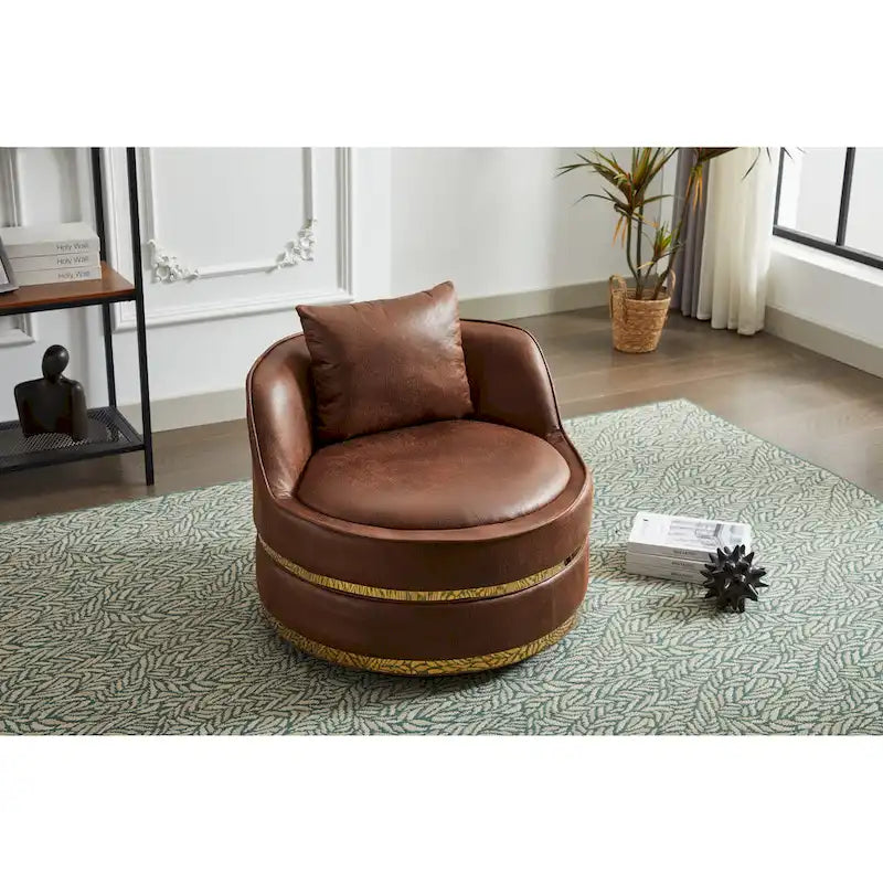 360° Swivel Barrel Accent Chair - Soft Velvet Upholstery - Stainless Steel Base - Plywood Frame - 5-Min Assembly - Living Room Bedroom Office