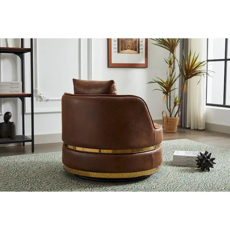 360° Swivel Barrel Accent Chair - Soft Velvet Upholstery - Stainless Steel Base - Plywood Frame - 5-Min Assembly - Living Room Bedroom Office