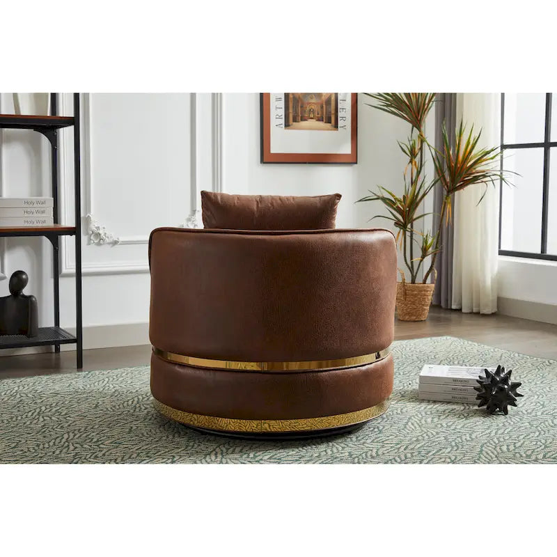 360° Swivel Barrel Accent Chair - Soft Velvet Upholstery - Stainless Steel Base - Plywood Frame - 5-Min Assembly - Living Room Bedroom Office