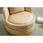 360° Swivel Barrel Accent Chair - Soft Velvet Upholstery - Stainless Steel Base - Plywood Frame - 5-Min Assembly - Living Room Bedroom Office