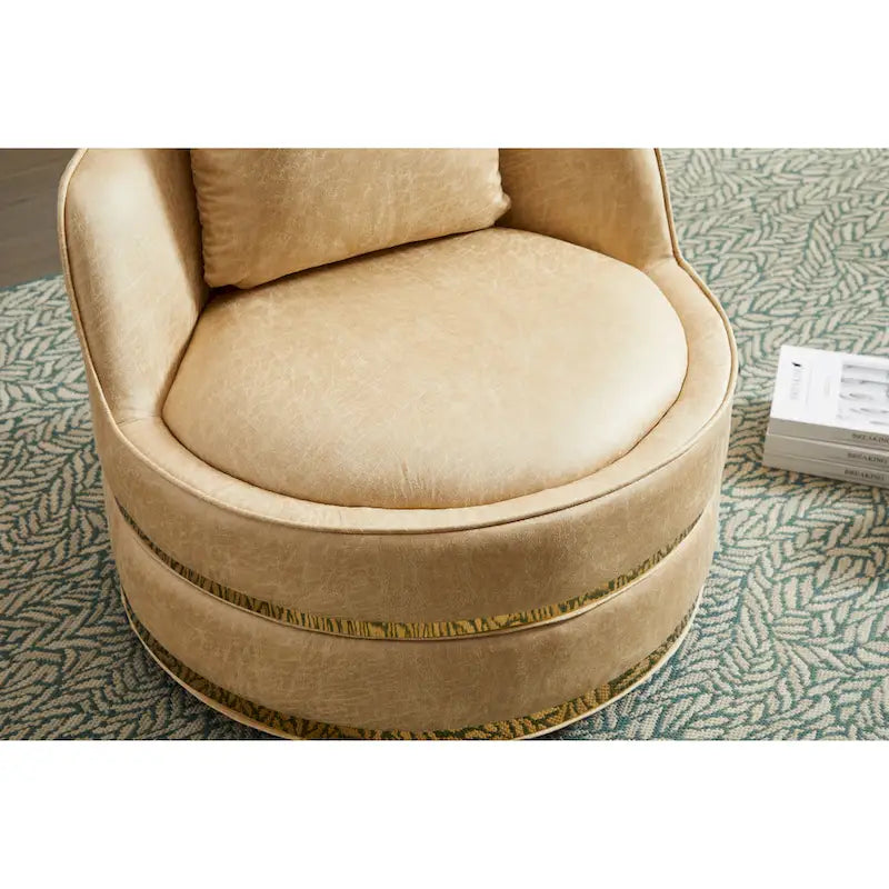 360° Swivel Barrel Accent Chair - Soft Velvet Upholstery - Stainless Steel Base - Plywood Frame - 5-Min Assembly - Living Room Bedroom Office