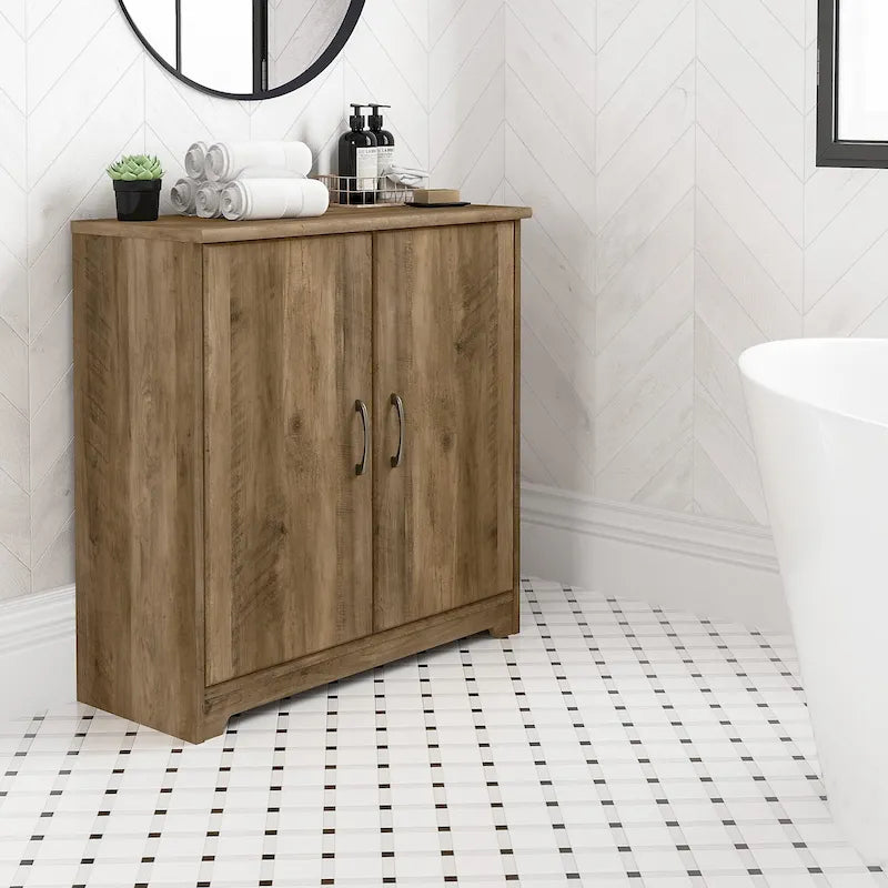 Small Bathroom Storage Cabinet - 2 Doors - 30"W x 30"H - Adjustable Shelf - 50 lbs Per Shelf - Euro Hinges - Wall Anchor - Metal Hardware - Transitional Style