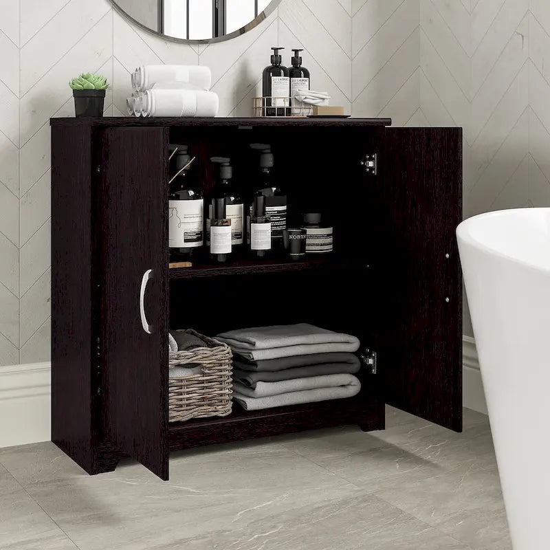 Small Bathroom Storage Cabinet - 2 Doors - 30"W x 30"H - Adjustable Shelf - 50 lbs Per Shelf - Euro Hinges - Wall Anchor - Metal Hardware - Transitional Style