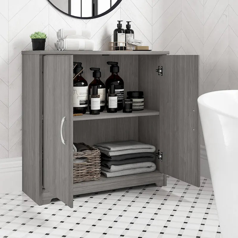 Small Bathroom Storage Cabinet - 2 Doors - 30"W x 30"H - Adjustable Shelf - 50 lbs Per Shelf - Euro Hinges - Wall Anchor - Metal Hardware - Transitional Style