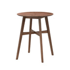 31.5" Round Bar Table - 38.98"H - Solid Rubber Wood Legs - Reinforced Crossbar - Grain Veneer Top - Modern Style - Kitchen Cafe Bar Living Room - Easy Assembly