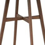 31.5" Round Bar Table - 38.98"H - Solid Rubber Wood Legs - Reinforced Crossbar - Grain Veneer Top - Modern Style - Kitchen Cafe Bar Living Room - Easy Assembly