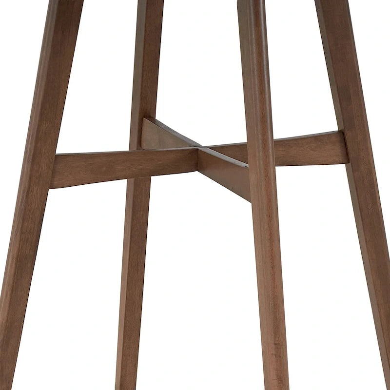 31.5" Round Bar Table - 38.98"H - Solid Rubber Wood Legs - Reinforced Crossbar - Grain Veneer Top - Modern Style - Kitchen Cafe Bar Living Room - Easy Assembly