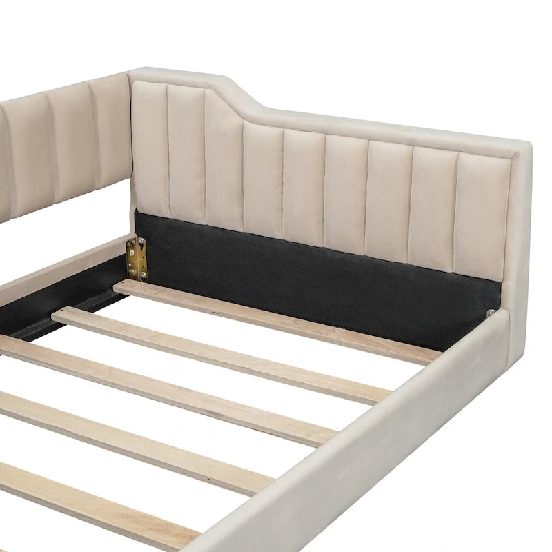 Twin XL Velvet Upholstered Daybed with Side Storage Pocket - Vertical Tufted, 400 lbs, No Box Spring Needed