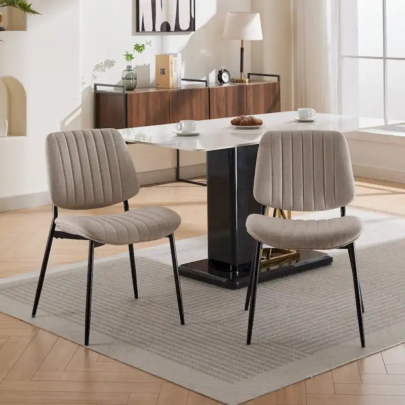 GDFStudio Modern Armless Upholstered Dining Chairs with Metal Legs