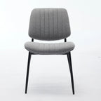 Mid-Century Modern Dining Chairs Set of 2, Linen Upholstered Armless Chairs with Metal Legs