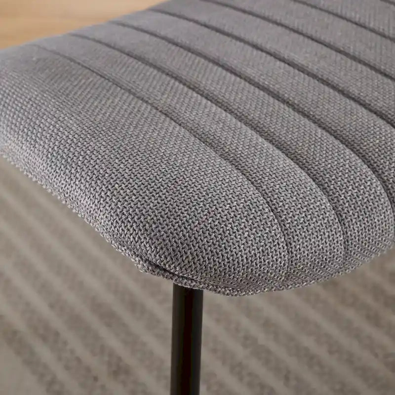 Mid-Century Modern Dining Chairs Set of 2, Linen Upholstered Armless Chairs with Metal Legs