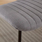 Mid-Century Modern Dining Chairs Set of 2, Linen Upholstered Armless Chairs with Metal Legs