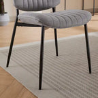 Mid-Century Modern Dining Chairs Set of 2, Linen Upholstered Armless Chairs with Metal Legs