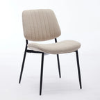 Mid-Century Modern Dining Chairs Set of 2, Linen Upholstered Armless Chairs with Metal Legs