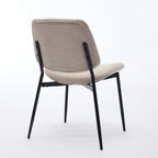 Mid-Century Modern Dining Chairs Set of 2, Linen Upholstered Armless Chairs with Metal Legs