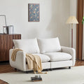 Modern 2-Seater Modular Sectional Loveseat - 69" Wide Eucalyptus Wood Frame, White Sand Fabric, S-Shaped Springs - Left & Right Arm Chairs