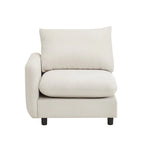 Modern 2-Seater Modular Sectional Loveseat - 69" Wide Eucalyptus Wood Frame, White Sand Fabric, S-Shaped Springs - Left & Right Arm Chairs