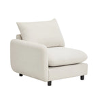 Modern 2-Seater Modular Sectional Loveseat - 69" Wide Eucalyptus Wood Frame, White Sand Fabric, S-Shaped Springs - Left & Right Arm Chairs