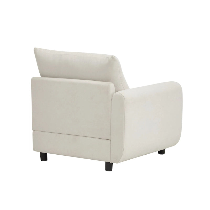 Modern 2-Seater Modular Sectional Loveseat - 69" Wide Eucalyptus Wood Frame, White Sand Fabric, S-Shaped Springs - Left & Right Arm Chairs