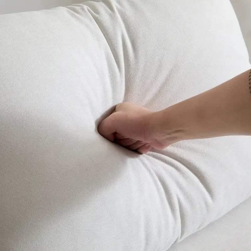 Modern 2-Seater Modular Sectional Loveseat - 69" Wide Eucalyptus Wood Frame, White Sand Fabric, S-Shaped Springs - Left & Right Arm Chairs