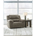 Oversized Recliner Chair, Brown Faux Leather, Pull Tab Reclining, High-Resiliency Foam, Wide Seating for Two