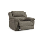 Oversized Recliner Chair, Brown Faux Leather, Pull Tab Reclining, High-Resiliency Foam, Wide Seating for Two