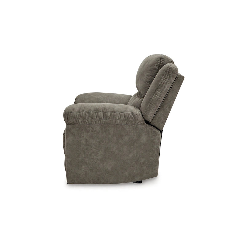 Oversized Recliner Chair, Brown Faux Leather, Pull Tab Reclining, High-Resiliency Foam, Wide Seating for Two