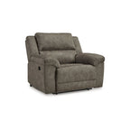 Oversized Recliner Chair, Brown Faux Leather, Pull Tab Reclining, High-Resiliency Foam, Wide Seating for Two