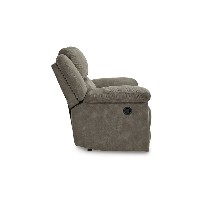 Oversized Recliner Chair, Brown Faux Leather, Pull Tab Reclining, High-Resiliency Foam, Wide Seating for Two