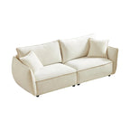 Convertible Sleeper Sofa - 88" Chenille-Cotton Blend, Solid Wood Frame, 750 lbs Per Seat, 2 Pillows, Quick Assembly