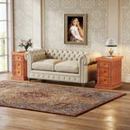 Narrow End Table with 3 Drawers, 23.6"D x 14.2"W x 24.8"H, Vintage Japanese Minimalist Style, Engineered Wood