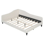 L-Shaped Semi-Enclosed Linen Daybed with Solid Wood Legs - Twin/Full, 440 lbs Capacity, 30-Min Assembly