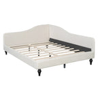 L-Shaped Semi-Enclosed Linen Daybed with Solid Wood Legs - Twin/Full, 440 lbs Capacity, 30-Min Assembly