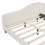 L-Shaped Semi-Enclosed Linen Daybed with Solid Wood Legs - Twin/Full, 440 lbs Capacity, 30-Min Assembly