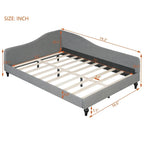 L-Shaped Semi-Enclosed Linen Daybed with Solid Wood Legs - Twin/Full, 440 lbs Capacity, 30-Min Assembly