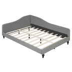 L-Shaped Semi-Enclosed Linen Daybed with Solid Wood Legs - Twin/Full, 440 lbs Capacity, 30-Min Assembly